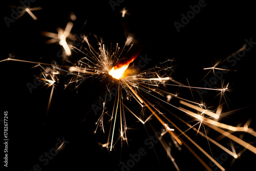 Wallpaper Mural Bright Sparklers Burning on Pure Black Background Torontodigital.ca