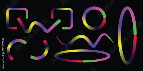 Dynamic abstract shapes with vibrant gradient color transitions