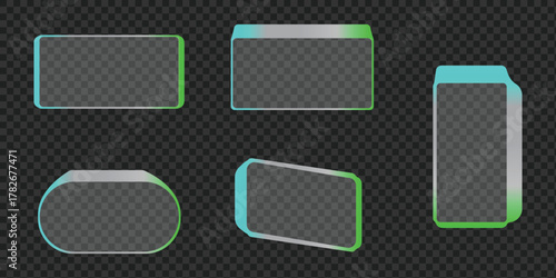 Futuristic glass panels with glowing edges for ui design elements