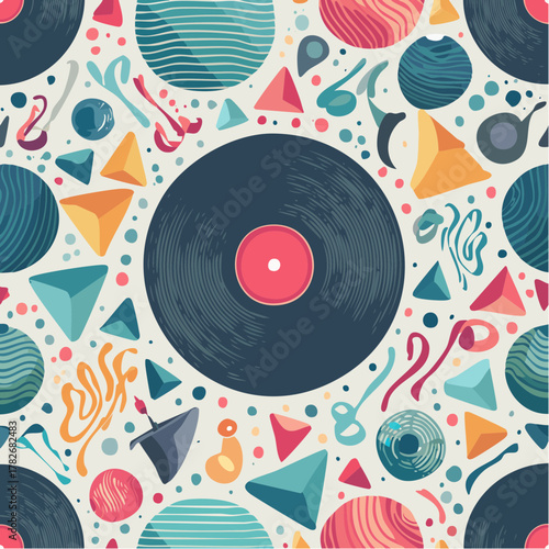 Vibrant Retro Vinyl Record Music Pattern