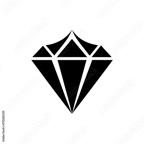 Simple black and white diamond shape illustration on transparent background