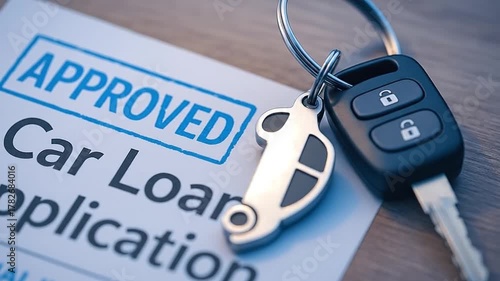 Approved Car Loan Application with Car Keys Symbolizing Successful Auto Financing and New Vehicle Acquisition
