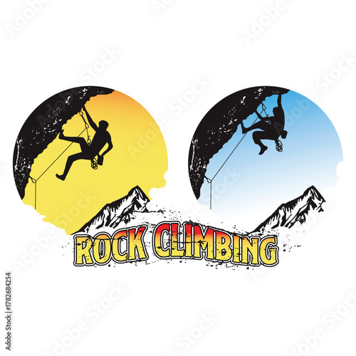 Silhouette of Rock Climber in Sky Background