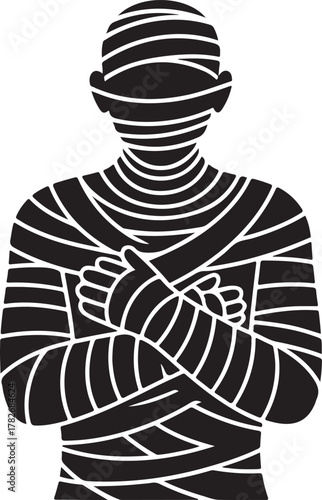Ancient mummy wrapped figure icon for halloween or mysterious themes Vector