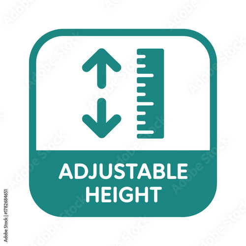 Adjustable height icon with up and down arrows and ruler symbol