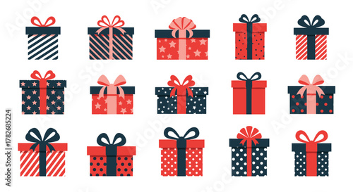 A colorful collection of beautifully wrapped gift boxes ready for any celebration.