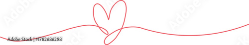Delicate continuous line drawing of a heart symbol with flowing lines