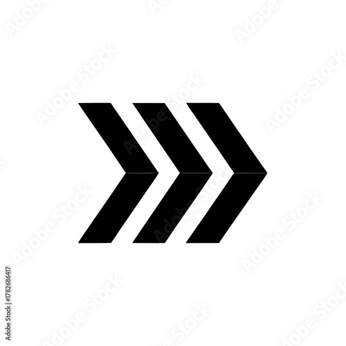 Three black chevron arrows pointing towards the right side on transparent background