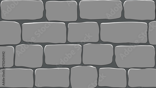 Illustration of a grey brick wall seamless pattern on transparent background