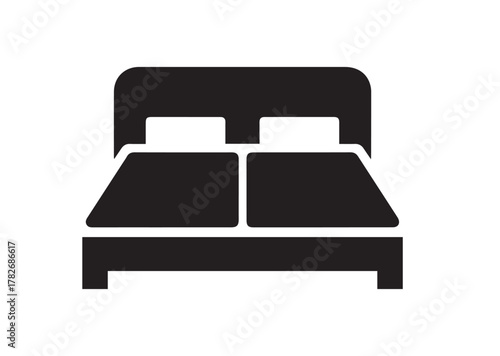 Double bed icon, Double bed solid vector