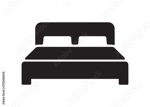 Double bed icon, Double bed solid vector