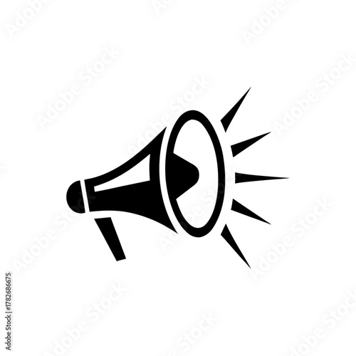 Illustration of a black megaphone on a white background on transparent background