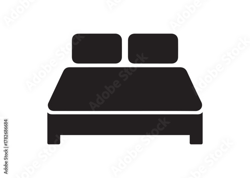 Double bed icon, Double bed solid vector
