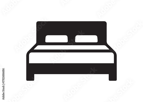 Double bed icon, Double bed solid vector