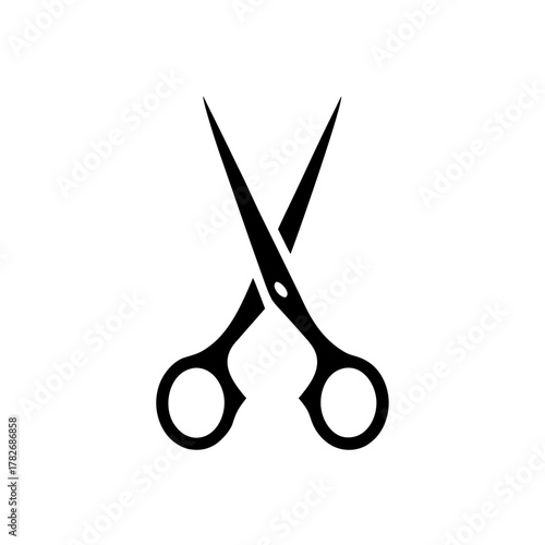 Illustration of black scissors with white background on transparent background