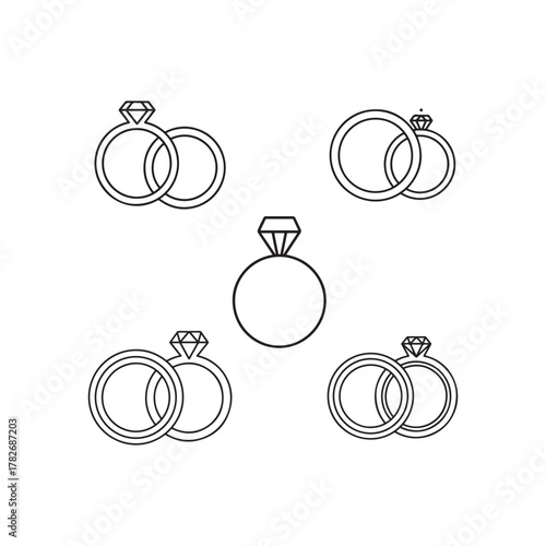 Wedding rings line art for graphic design use