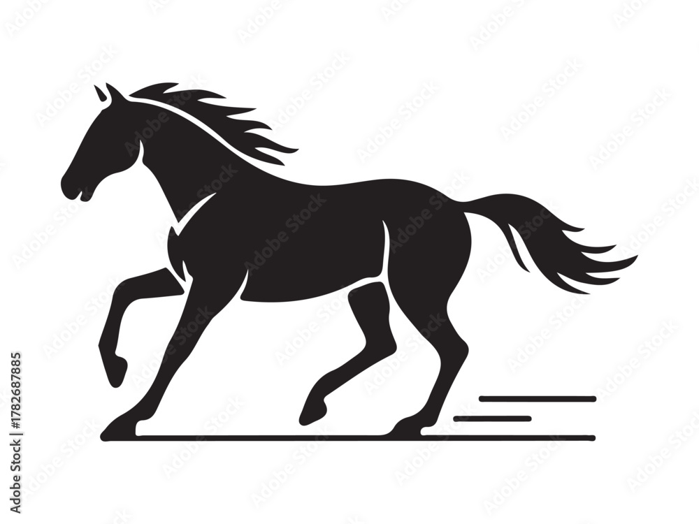 Obraz premium Silhouette of running horse vector illustrations isolated on white background.