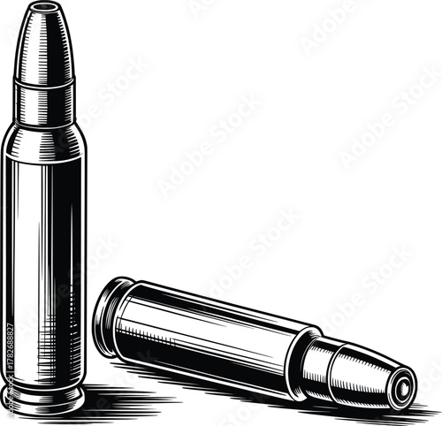Bullet Cartridges Silhouette Vector Illustration.
