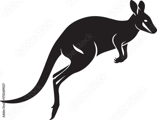 Dynamic silhouette of a jumping kangaroo mid-leap showing athletic power and australian wildlife