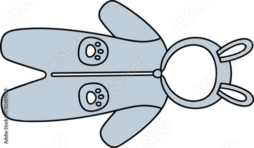 Baby onesie animal costume, cute infant outfit, vector apparel sketch, blue hooded romper, cartoon style, costume, cute infant outfit, vector apparel sketch, blue 