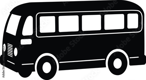 Classic Bus Silhouette Vector Illustration: Public Transportation Icon Ideal For Travel Designs, School Projects and Urban Mobility Concepts
