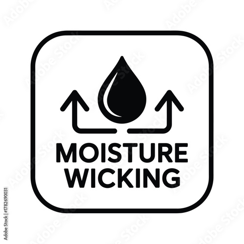 Moisture wicking fabric symbol icon indicating sweat absorption and transfer