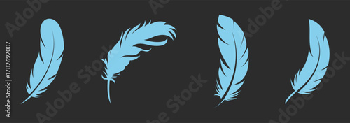 PNG Silhouette feathers elegant decorative design, element set on transparent background