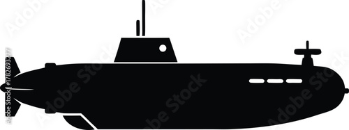 Submarine Military Navy Ship Underwater Vessel Transport Vehicle Icon Vector Silhouette Illustration Sea Ocean Nautical Armed Forces