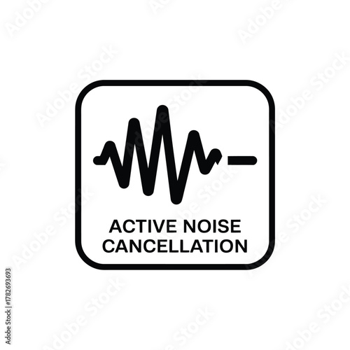 Icon representing active noise cancellation technology with a sound wave graphic