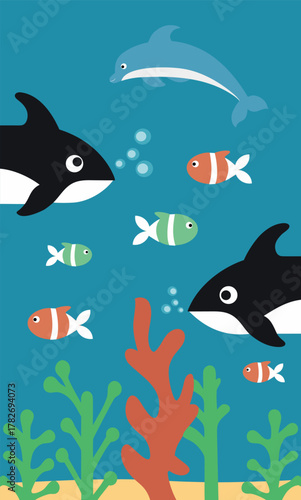 Ecosystem conservation composition with sea animals