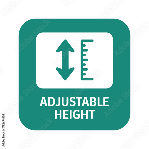 Green square icon with adjustable height symbol and text