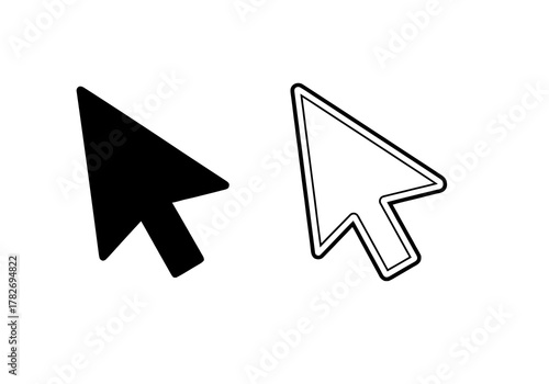 Two computer cursors one filled and one outlined are shown