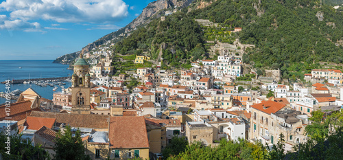 Fototapeta Naklejka Na Ścianę i Meble -  Amalfi - Amalfi coast - The cityscape with the coast and cathedral tower.