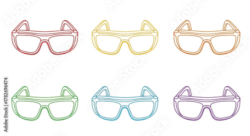 Collection of colorful cat ear shaped eyeglasses in various outlines