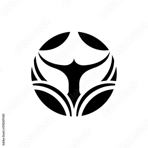 Abstract figure in circle design on transparent background silhouette