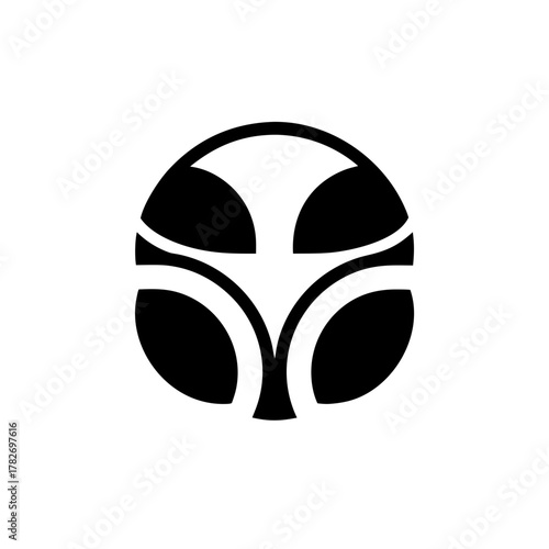 Abstract circle with curved shapes on transparent background silhouette