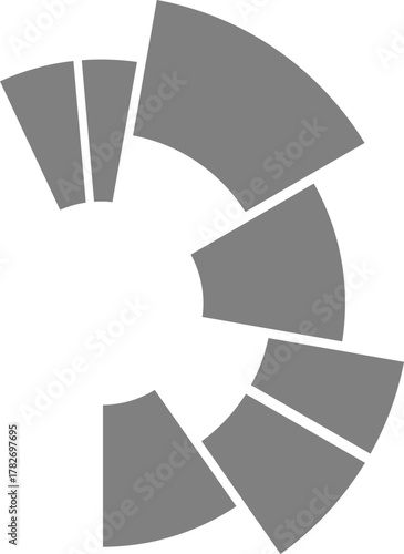 Discrete radial divisions emphasize proportional spacing and alignment across a simple circular base.