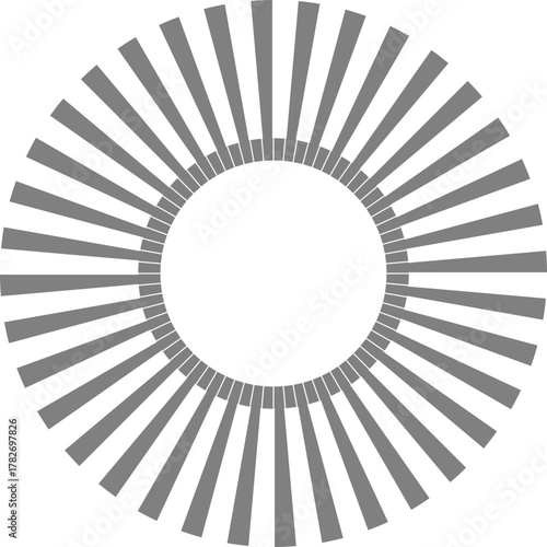 Narrow linear contours form a circular donut-like framework defined by precise radial segmentation.