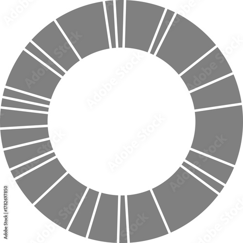 Multiple narrow ring divisions form a precise circular pattern built from fine radial slices.