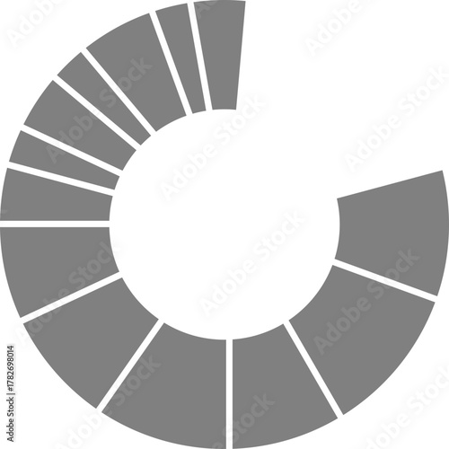 Semi-circular ring configuration divides information across half a radial field in equal sections.