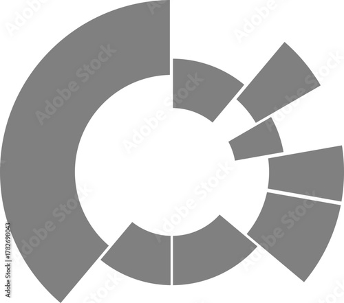 Several concentric circular rings depict organized datasets distributed evenly across radial segments.