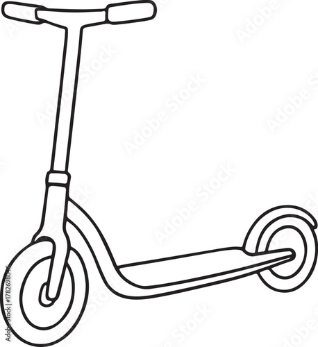 a modern scooter with two wheels and handlebar line art