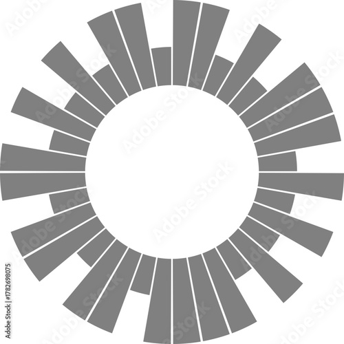 Organized radial sections construct a chart layout with equal circular segmentation and visual rhythm.
