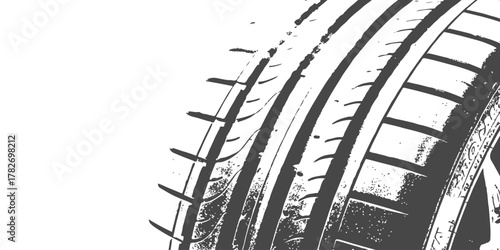 Graphic illustration of car tire tread pattern for automotive technology