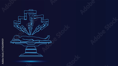 Modern Robotic Surgery Outline Vector Graphic Advanced Medical Technology Surgical Innovation Minimalist Design Blue Aesthetic Precision Healthcare Surgeon Assistance