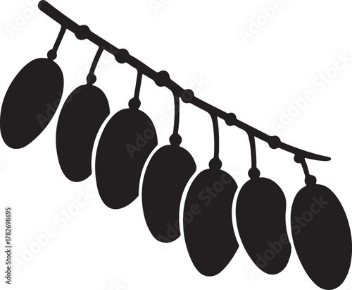 Fresh dates on a branch a delicious and nutritious fruit, commonly enjoyed during Ramadan and as a healthy snack silhouette vector