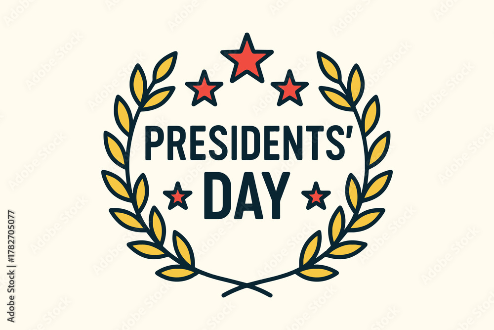 Obraz premium Presidents day celebration with laurel wreath and stars emblem