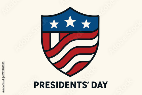 American shield with stars and stripes celebrating presidents day holiday