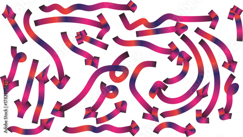 Colorful wavy arrows pointing in many directions