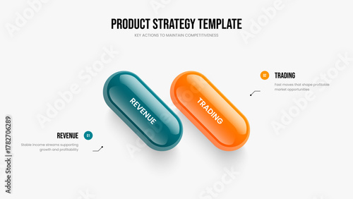 Professional Report 2 Element Diagram Presentation Template. Company Review Slide Design Vector Illustration. Financial Growth Two Option Infographic Frame Layout.